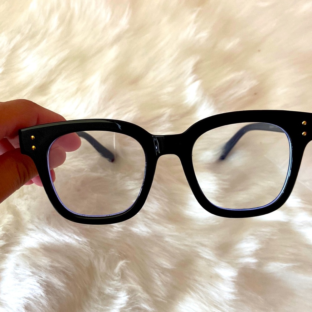 🌟 Host pick 🎉 Black thick blue light square glasses